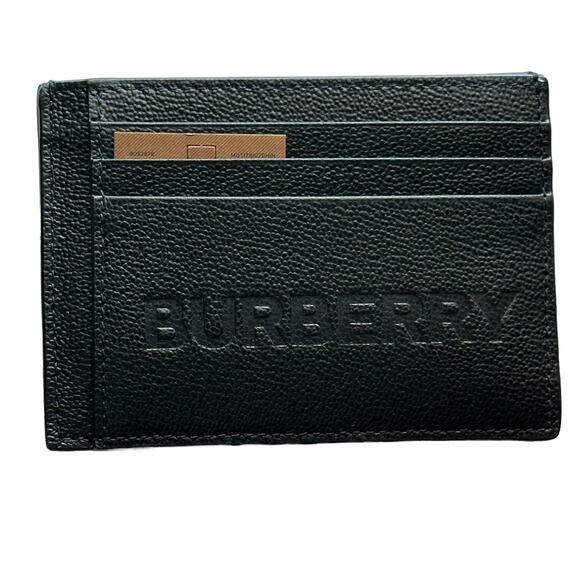 NWT $350 Burberry Logo Embossed Grained Leather Black Card Case 8052878 - Picture 8 of 8